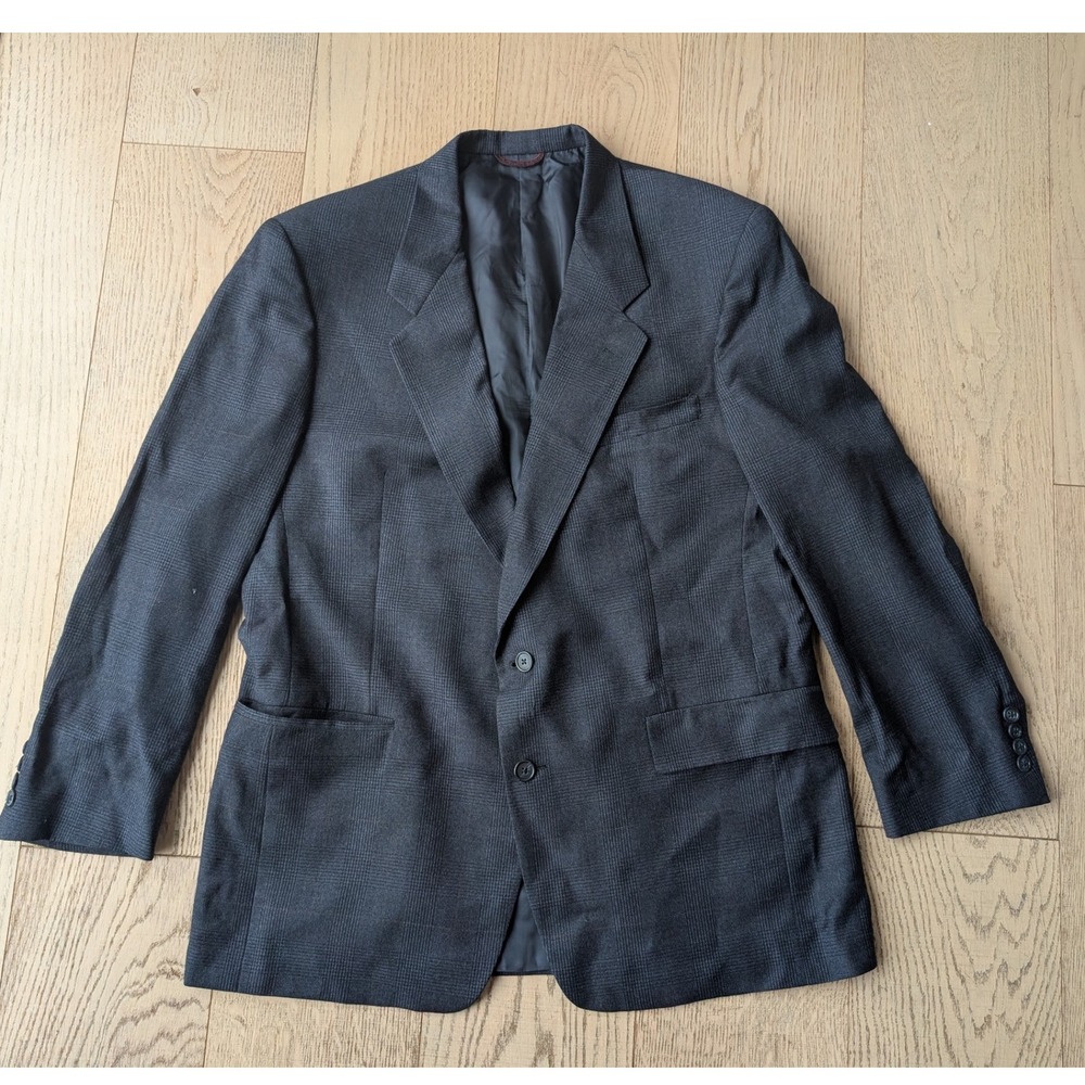 Hart‎ Schaffner Marx Blazer Wool Blend Men's Charcoal Glen Plaid Sport Coat 43R